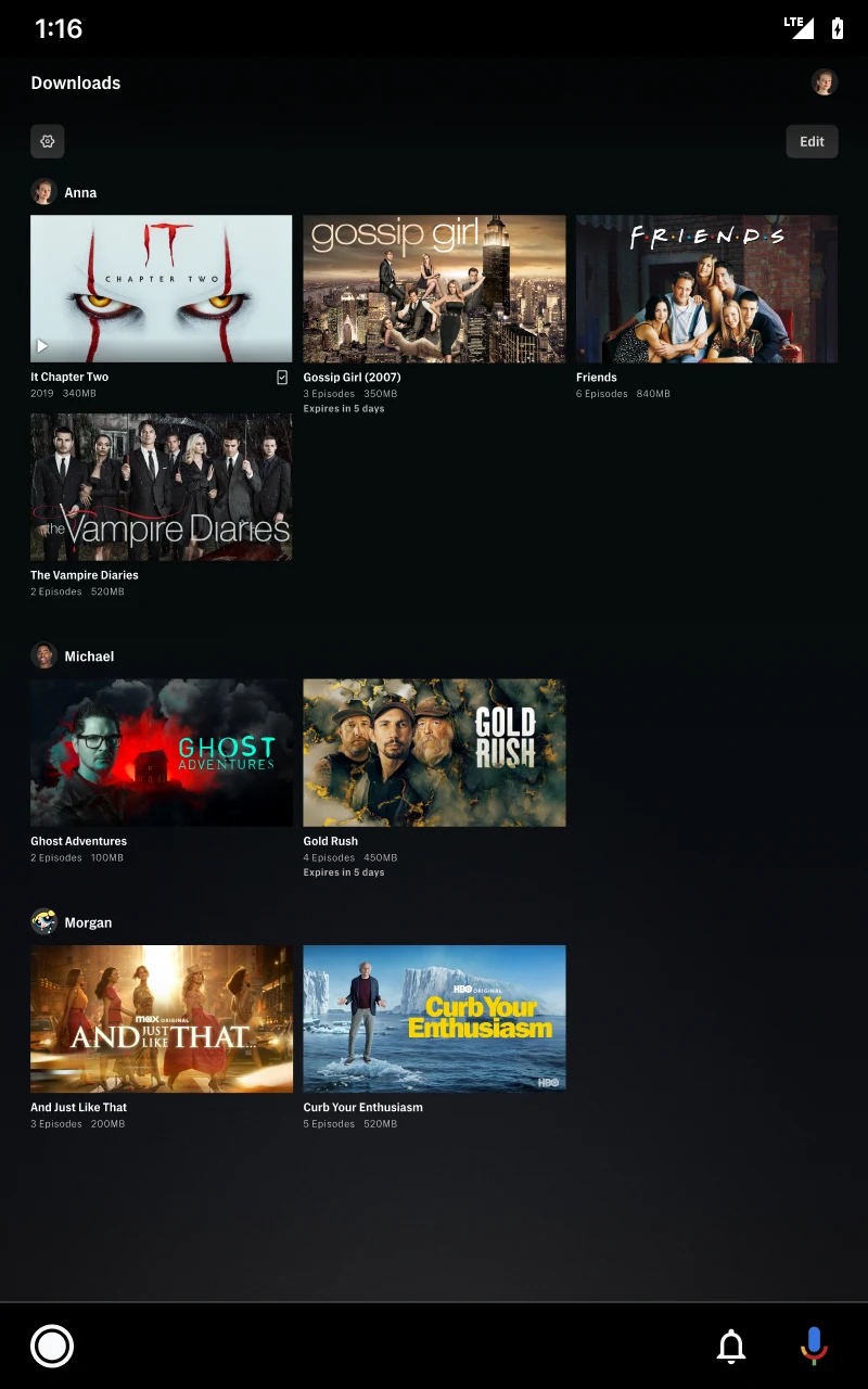 Interfaz de la app GGTV